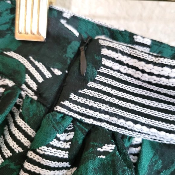 Womens Circle Skirt Spring Green Floral A-Line Pleated Skirt w/ Pockets M - Picture 5 of 8